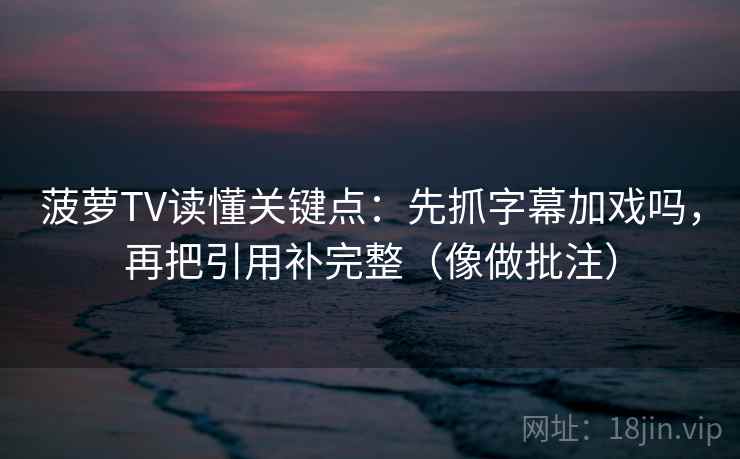 菠萝TV读懂关键点:先抓字幕加戏吗,再把引用补完整(像做批注)