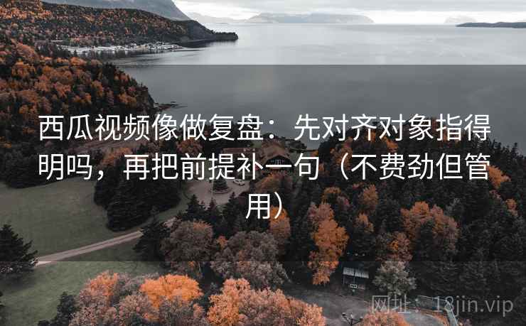 西瓜视频像做复盘:先对齐对象指得明吗,再把前提补一句(不费劲但管用)