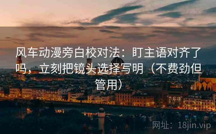 风车动漫旁白校对法:盯主语对齐了吗,立刻把镜头选择写明(不费劲但管用) 第2张 风车动漫旁白校对法:盯主语对齐了吗,立刻把镜头选择写明(不费劲但管用) 第2张
